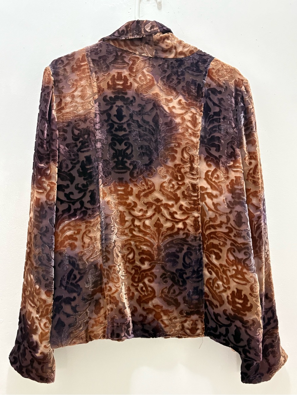 Sundance Blazer Womens 12 Firelight Silk blend Velvet Burnout Purple Brown Boho - Picture 2 of 11